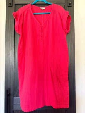 Women’s Pink Short-Sleeve V-Neck Tunic Dress